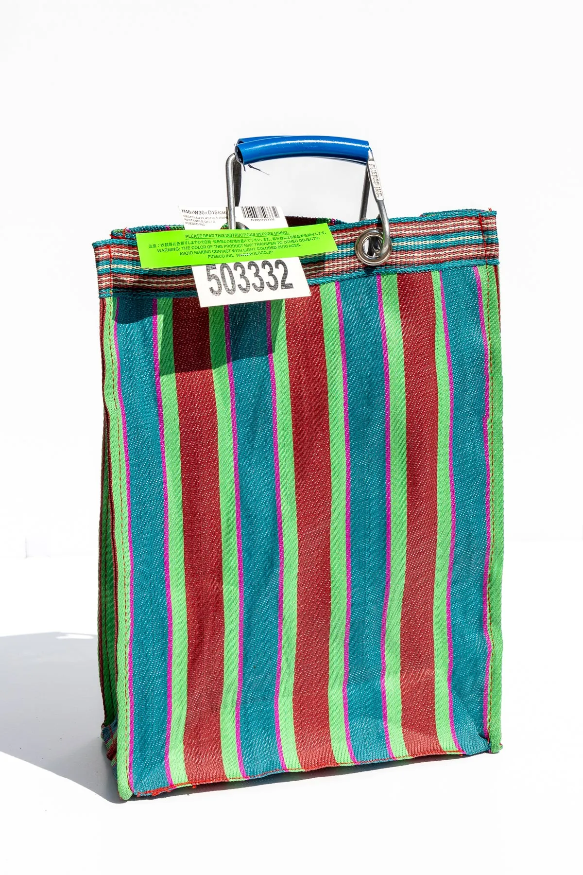 RECYCLED PLASTIC STRIPE BAG - Rectangle D15 sold by PUEBCO product image thumbnail 3