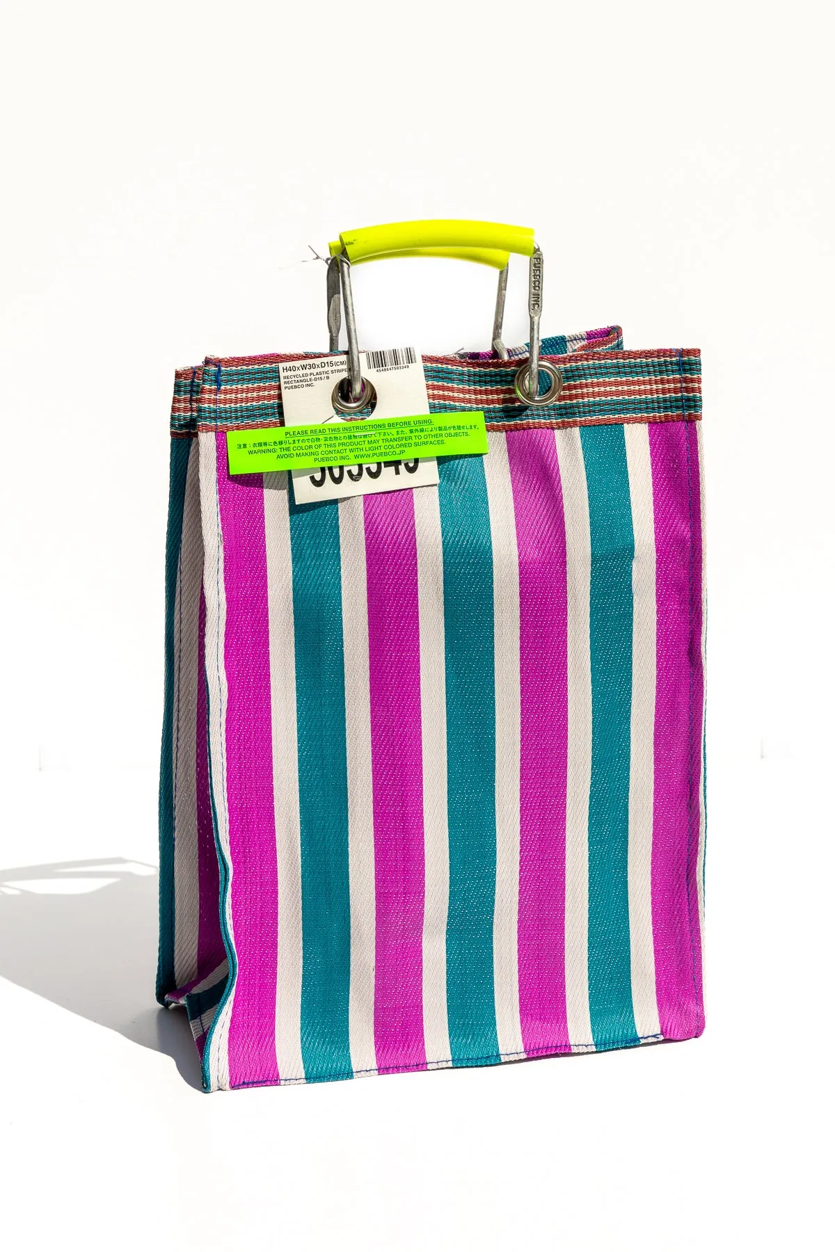 RECYCLED PLASTIC STRIPE BAG - Rectangle D15 sold by PUEBCO product image thumbnail 4