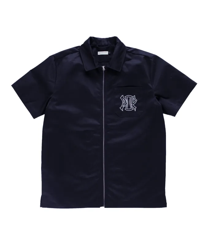 Pop Japan Exclusive Acid Full Zip SS Shirt Navy made by Pop Trading Company