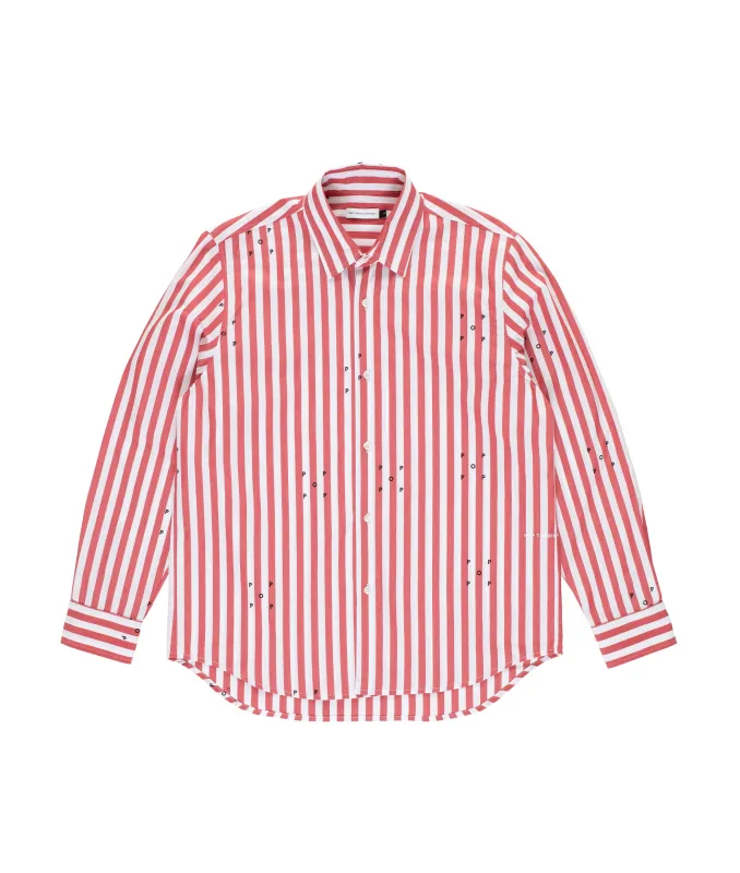 Pop Logos Stripe Shirt Earth Red/White made by Pop Trading Company