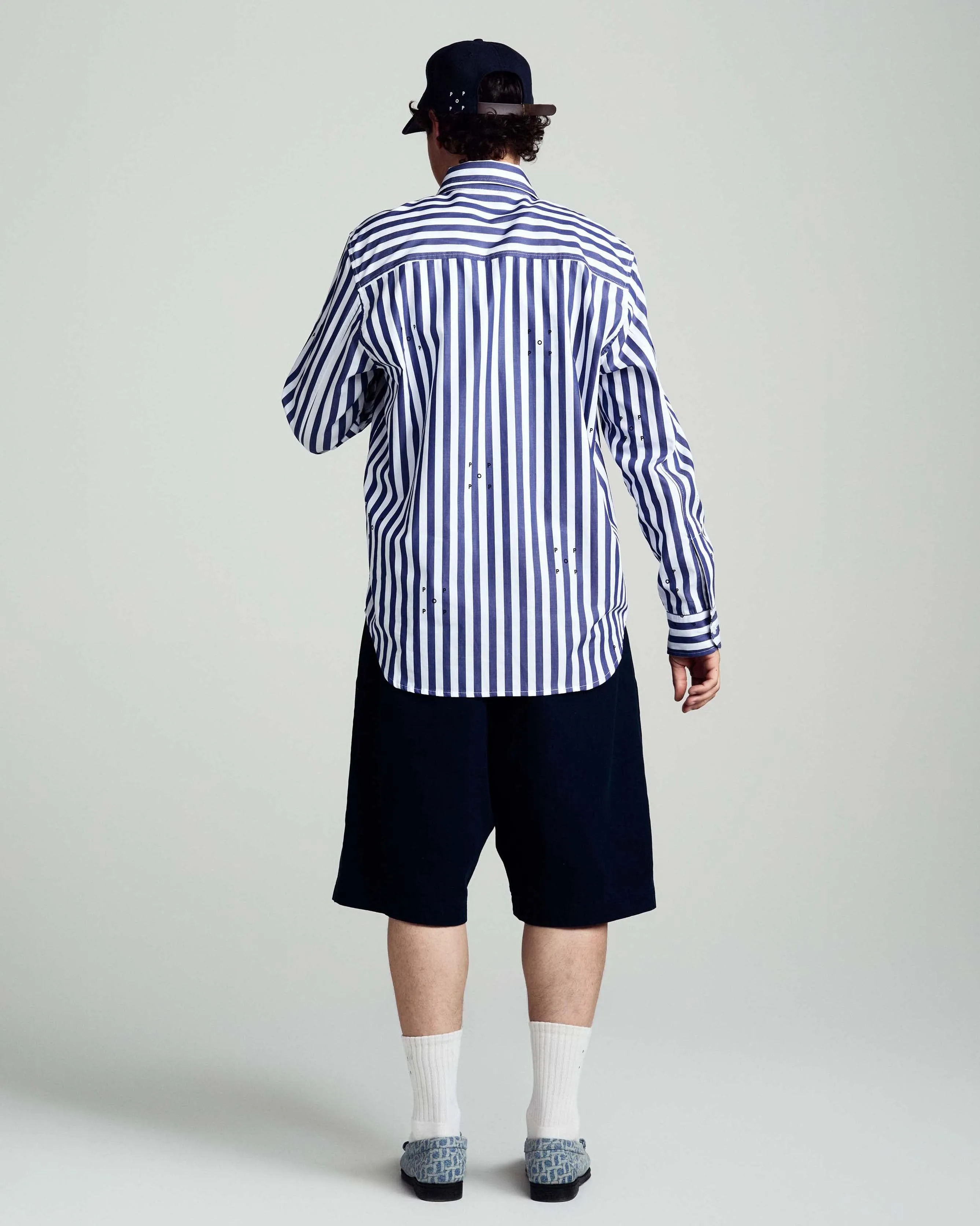 Pop Logos Stripe Shirt Navy/White sold by Pop Trading Company product image thumbnail 3