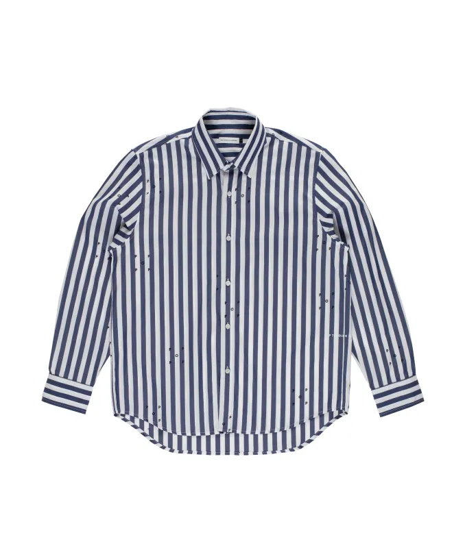 Pop Logos Stripe Shirt Navy/White made by Pop Trading Company