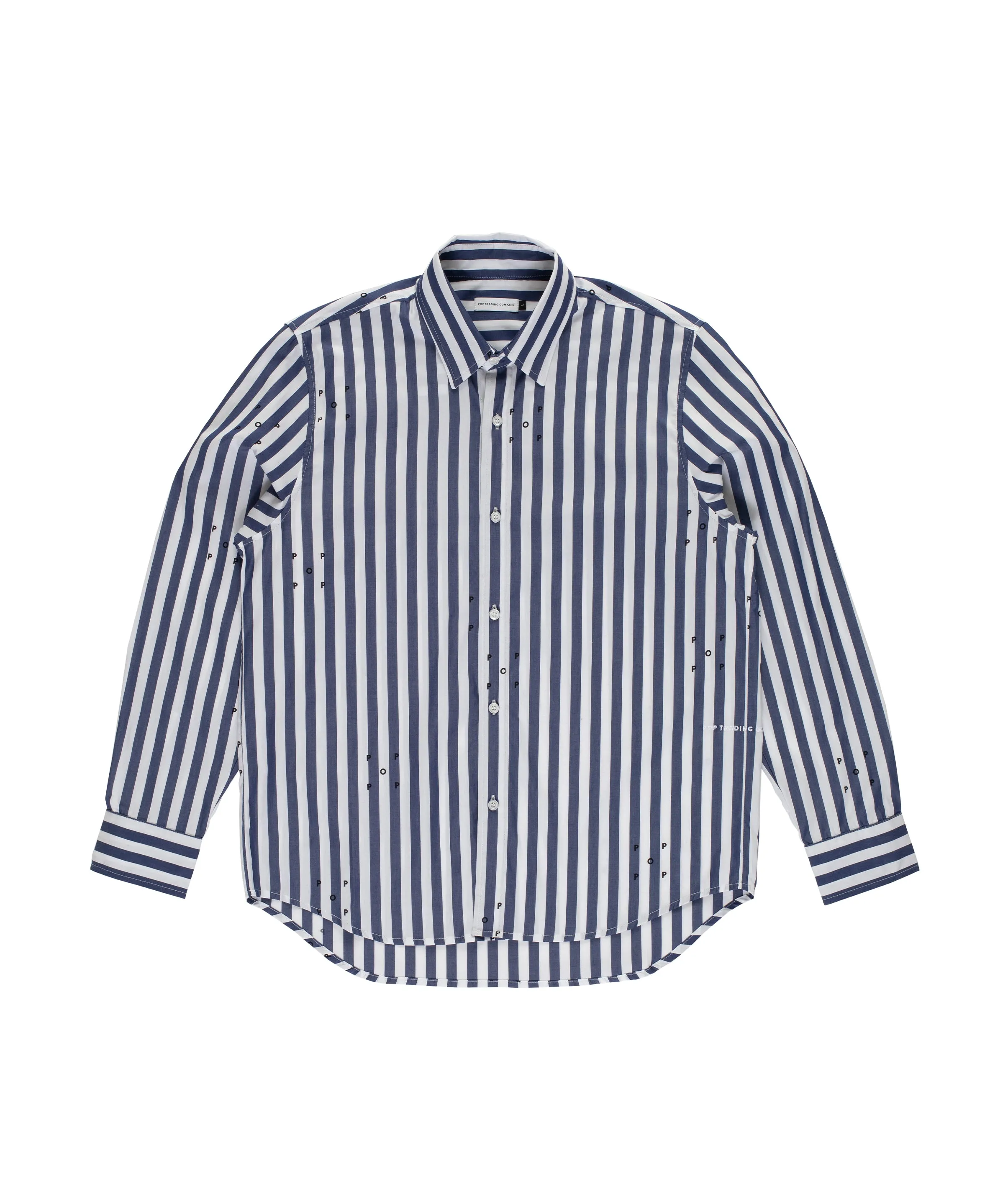 Pop Logos Stripe Shirt Navy/White sold by Pop Trading Company