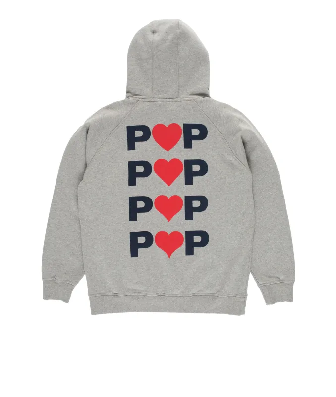 Pop Hearts Hooded Sweat Heather Grey made by Pop Trading Company