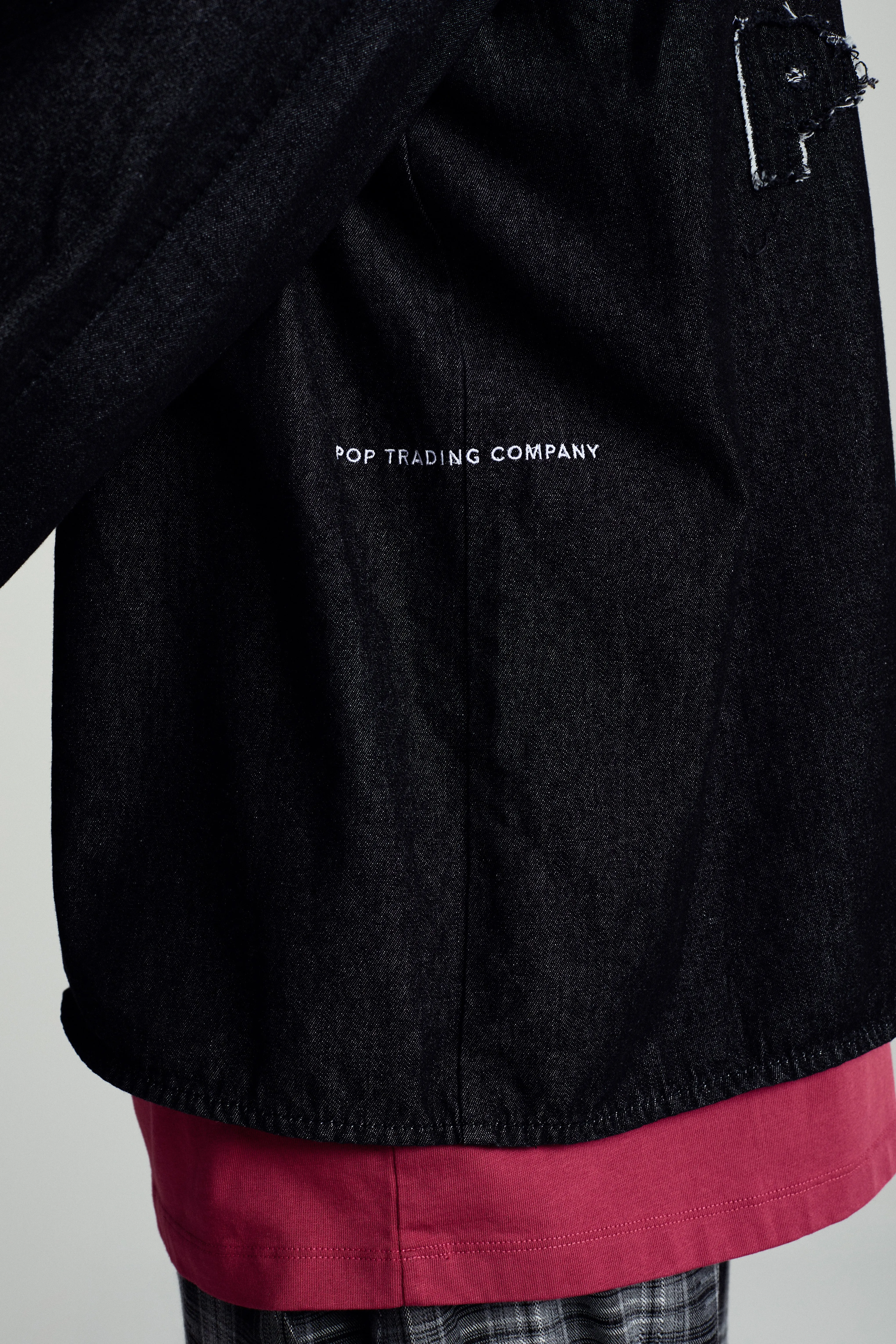 Pop Applique Logo Denim Shirt Black Denim sold by Pop Trading Company product image thumbnail 5