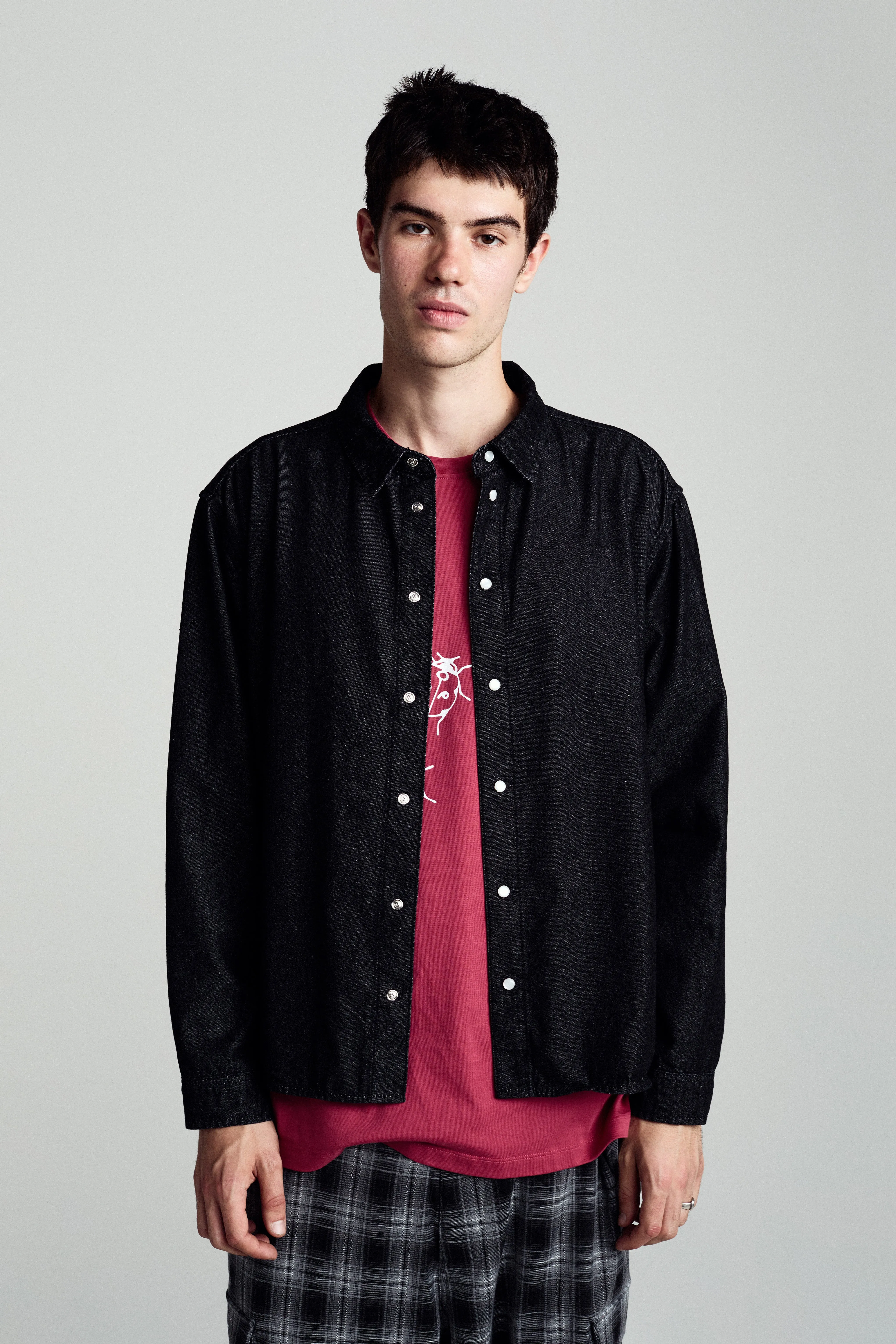 Pop Applique Logo Denim Shirt Black Denim sold by Pop Trading Company product image thumbnail 3