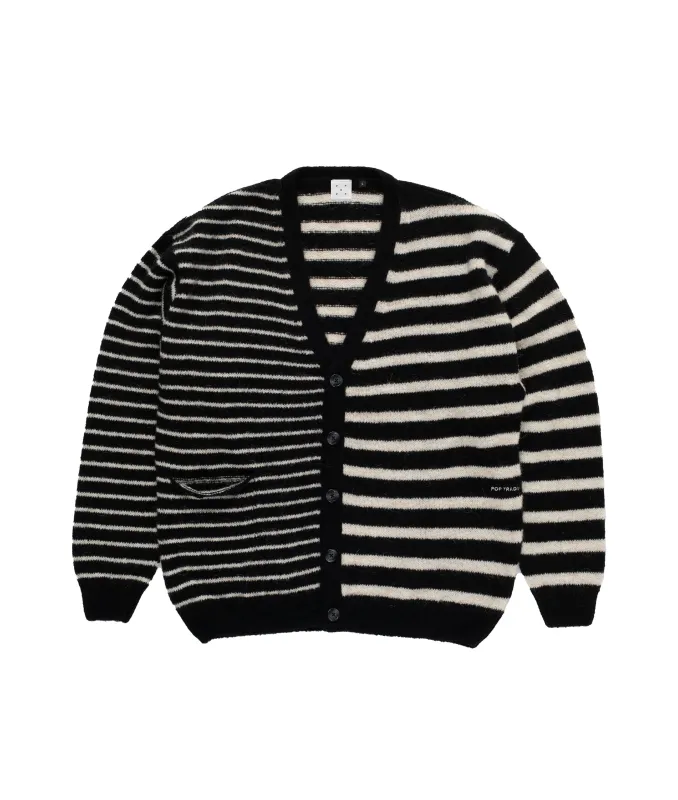 Pop Mohair Striped Knitted Cardigan Black/White made by Pop Trading Company