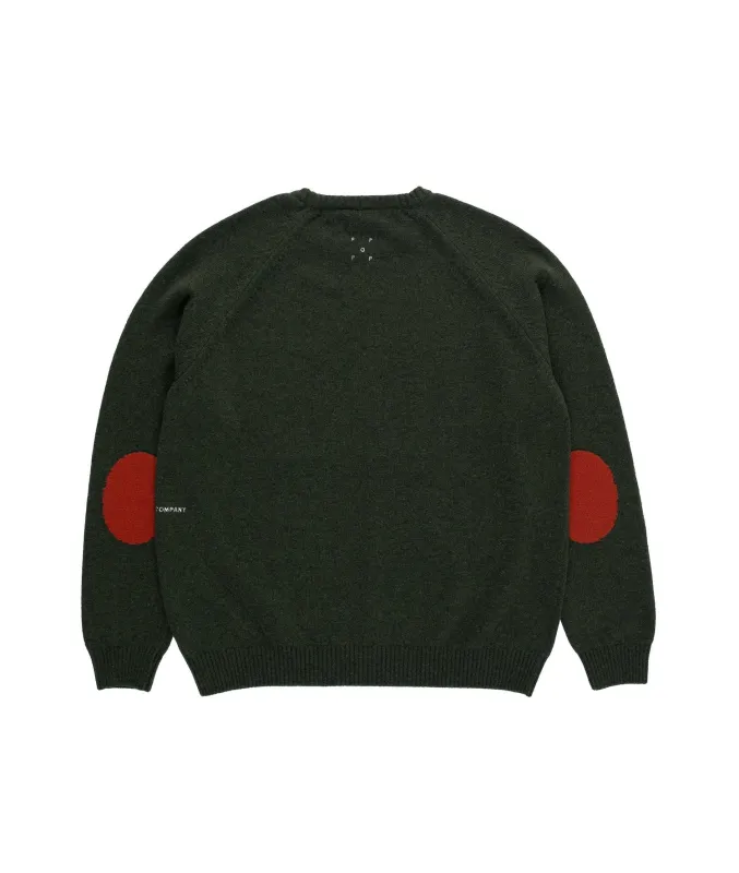 Pop Knitted Elbow Crewneck Duffel Green made by Pop Trading Company