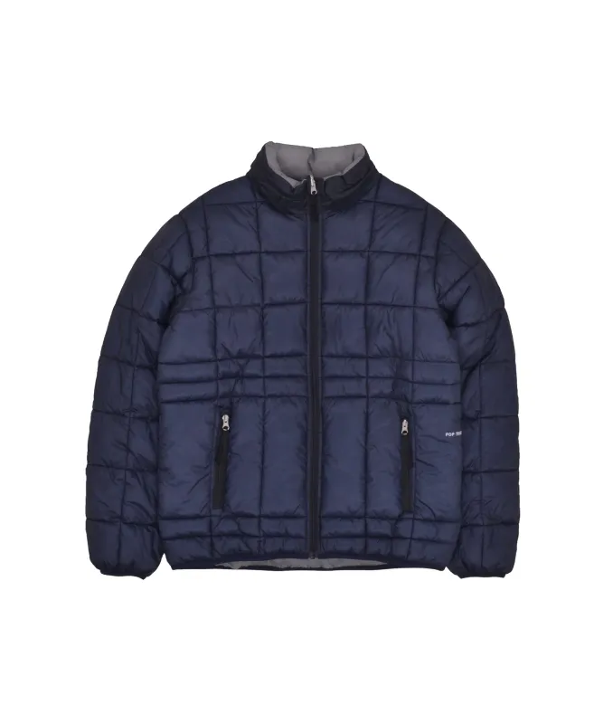Pop Quilted Reversible Puffer Jacket Navy/Drizzle made by Pop Trading Company