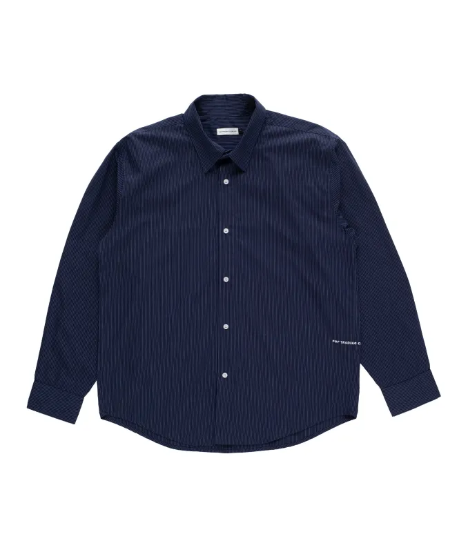 Pop Striped Logo Shirt Navy made by Pop Trading Company