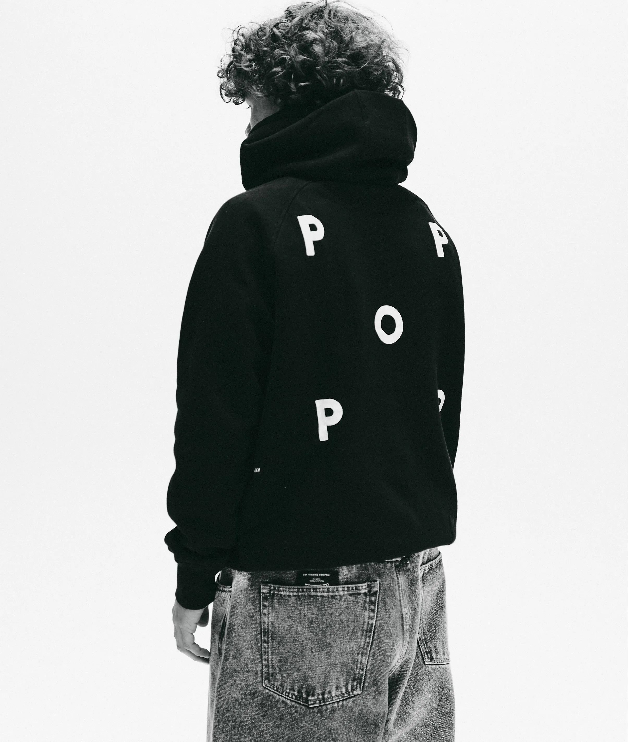 Pop Logo Hooded Sweat Black/White sold by Pop Trading Company product image thumbnail 3
