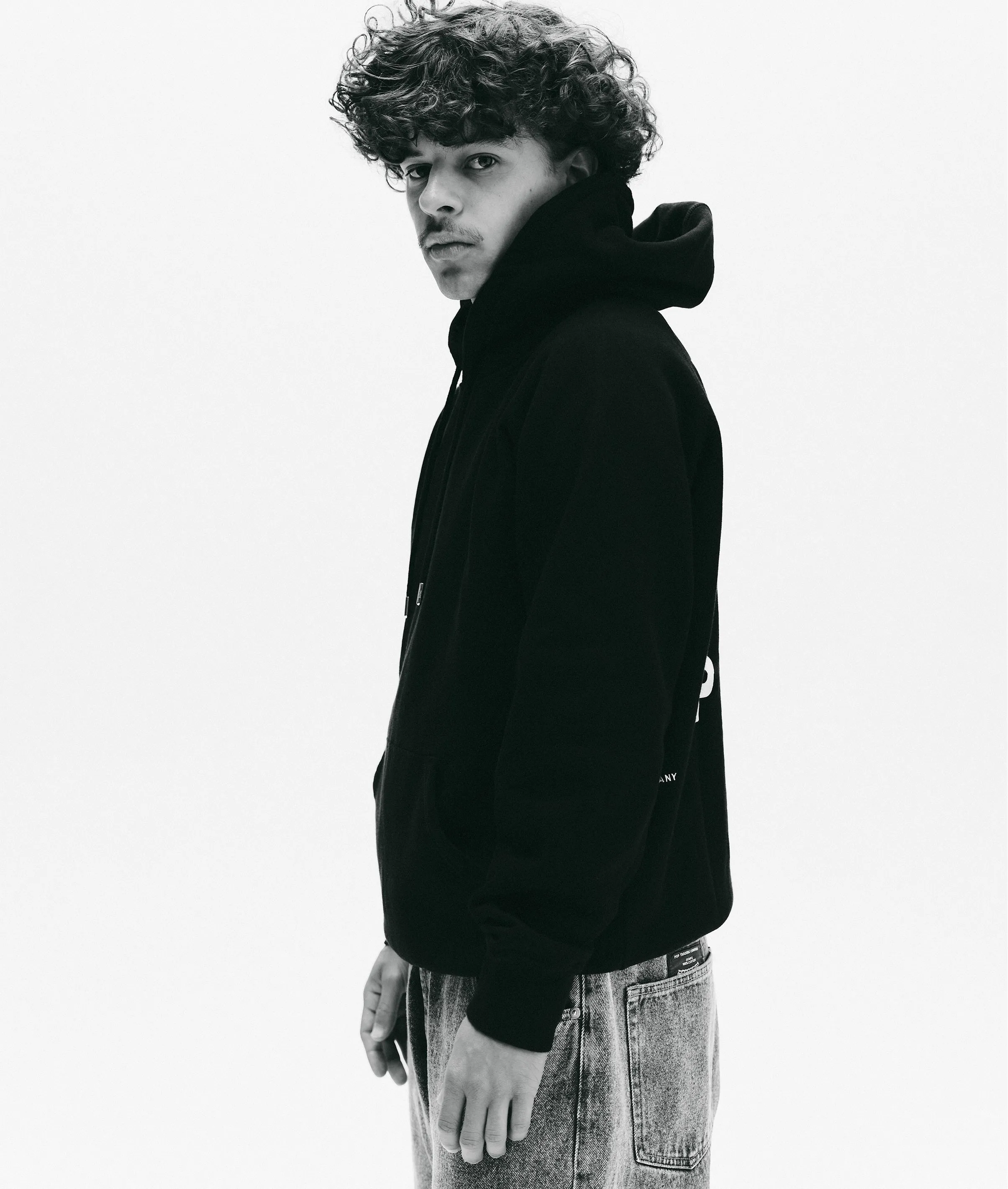 Pop Logo Hooded Sweat Black/White sold by Pop Trading Company product image thumbnail 4