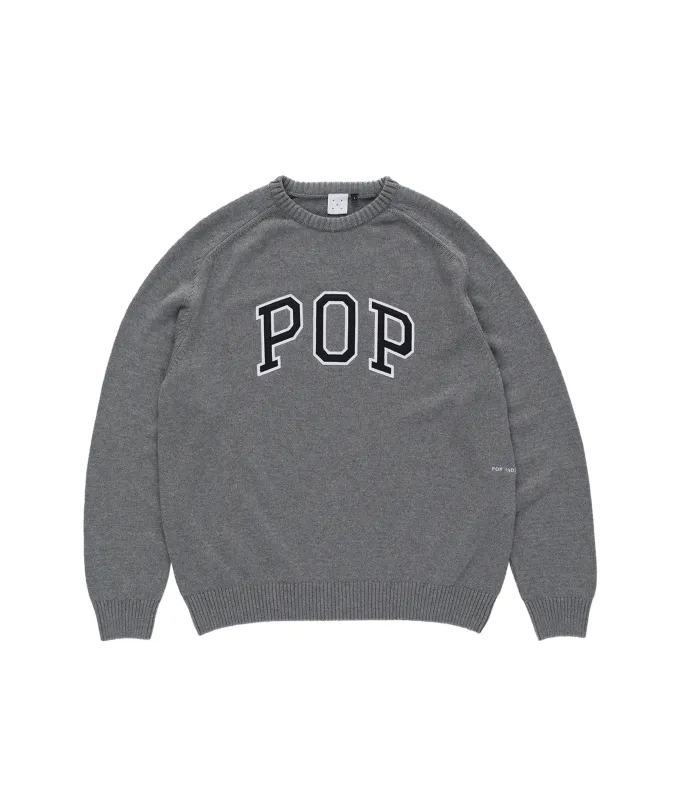 Pop Knitted Arch Crewneck Grey Heather made by Pop Trading Company