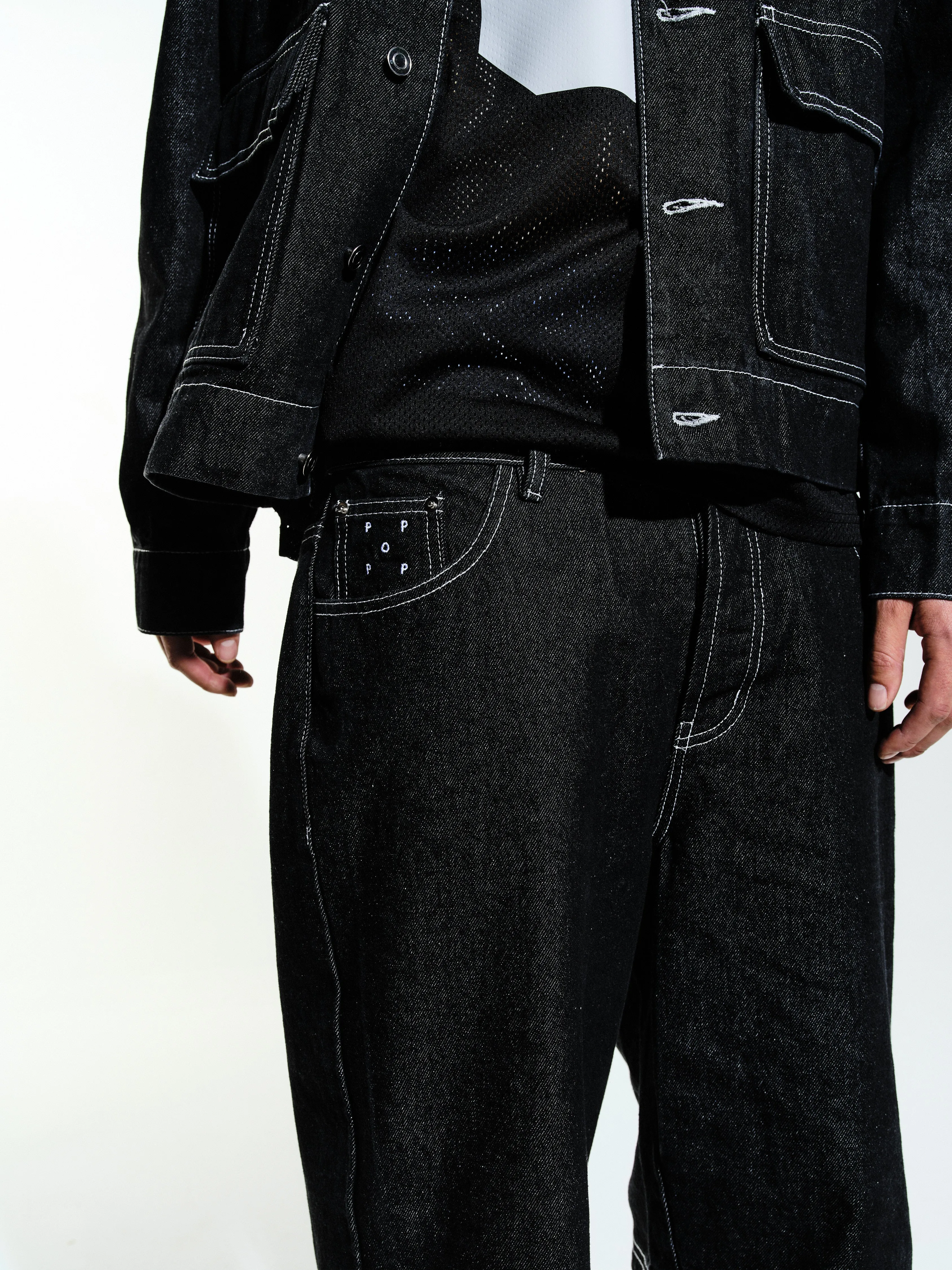 Pop Full Button Denim Jacket Black sold by Pop Trading Company product image thumbnail 4