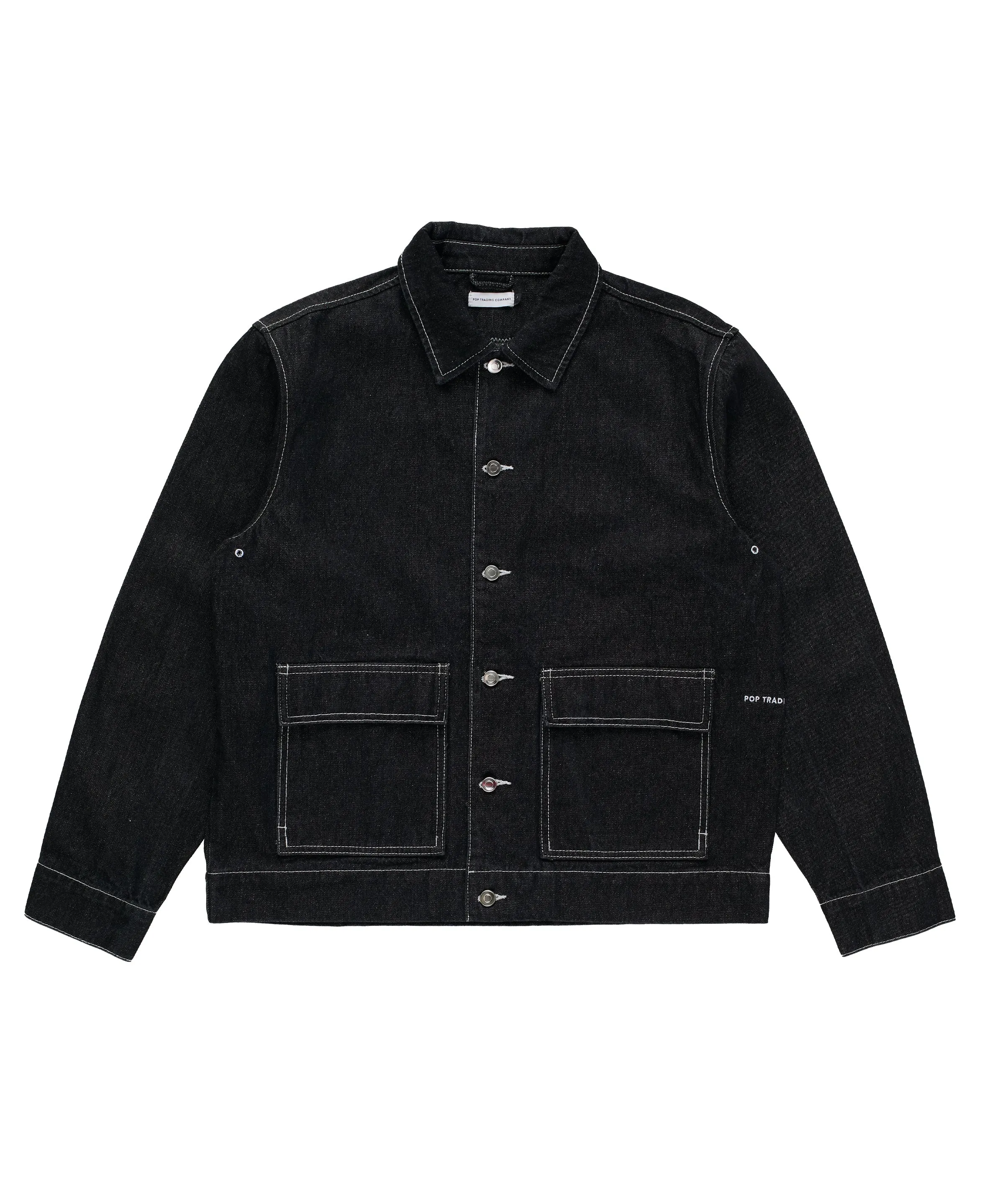 Pop Full Button Denim Jacket Black sold by Pop Trading Company