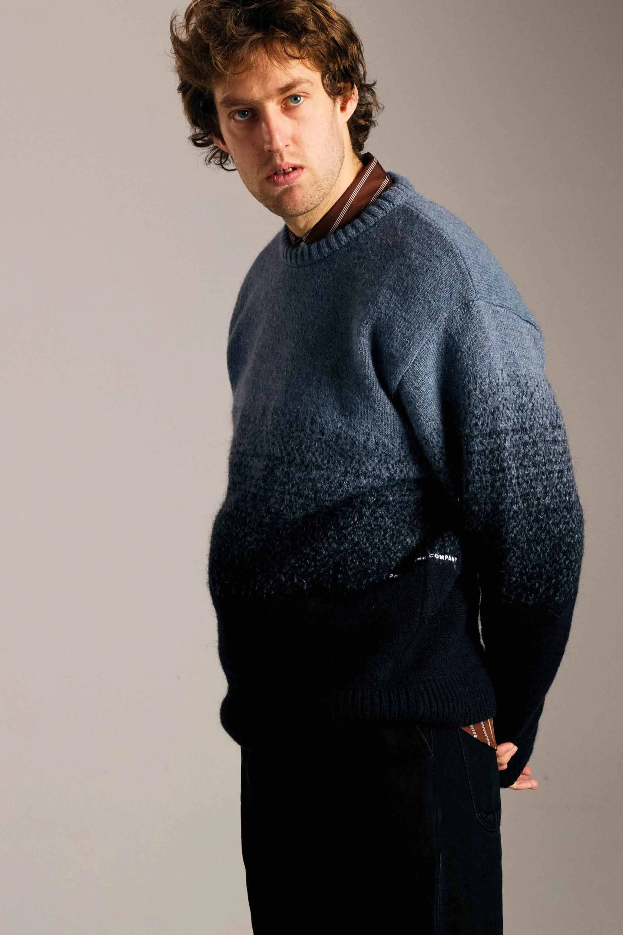 Pop Knitted Gradient Crewneck Tradewinds/Navy sold by Pop Trading Company product image thumbnail 3