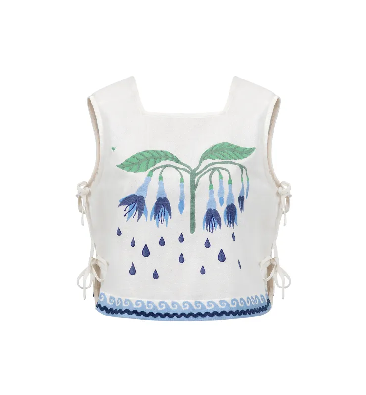 Embroidered Indigo Flora Top made by Anna + Nina