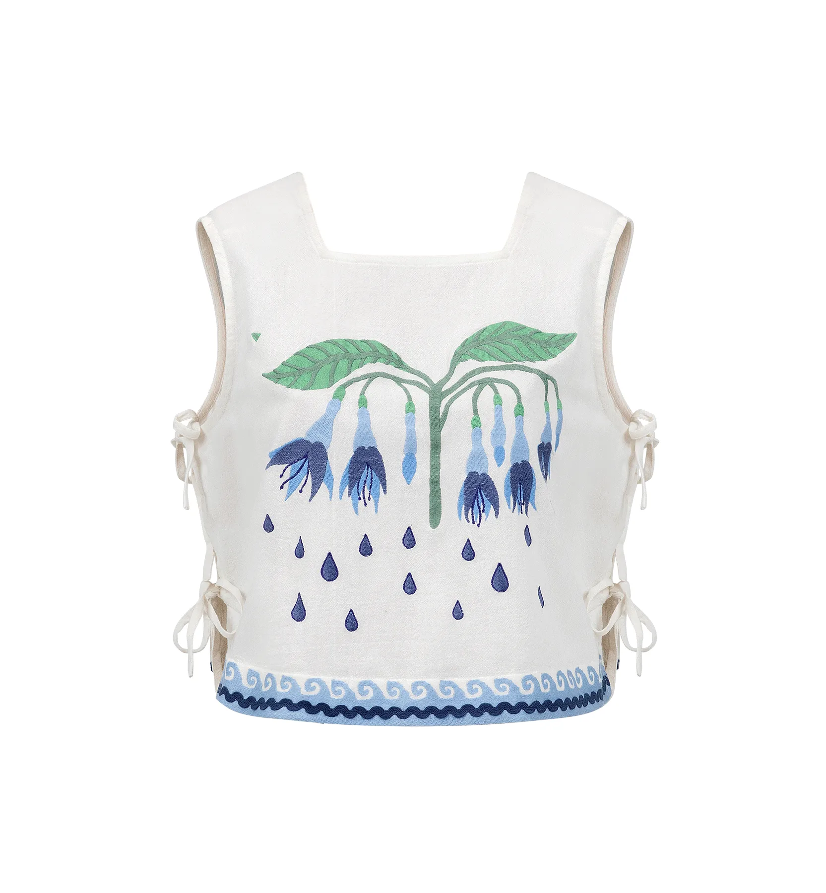 Embroidered Indigo Flora Top sold by Anna + Nina