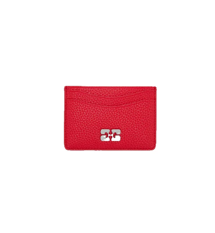 GANNI Red Bou Card Holder Grained made by Ganni