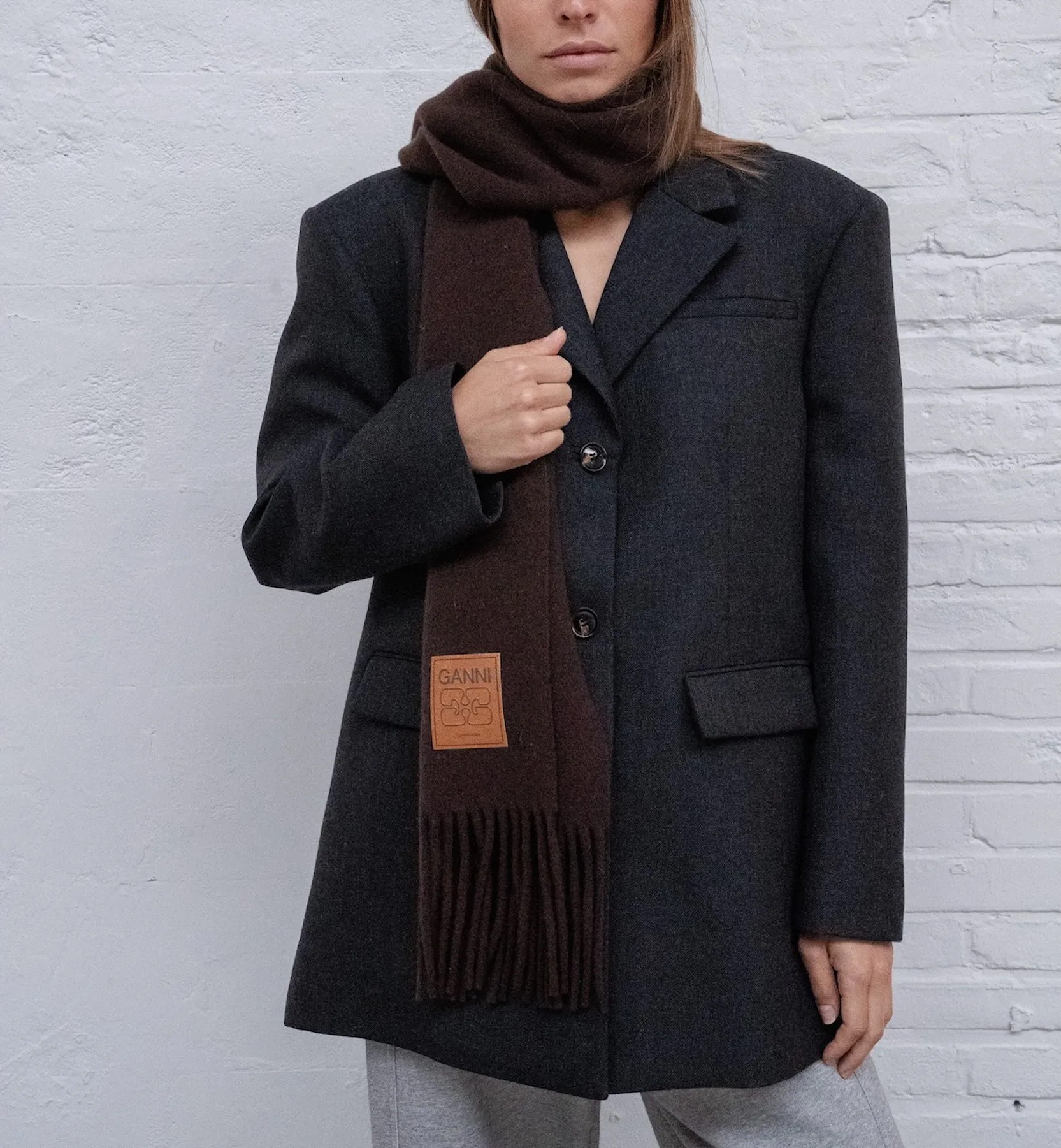 GANNI Double Face Wool Knit Scarf sold by Anna + Nina product image thumbnail 2