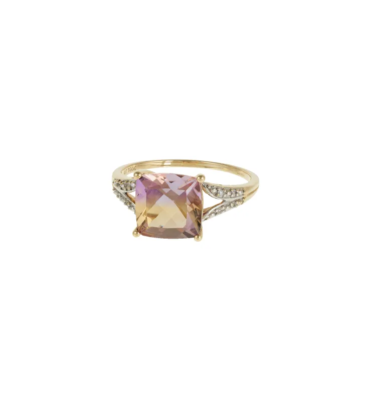 Vintage Ametrine and Diamond Quiet Eve Ring 10K made by Anna + Nina