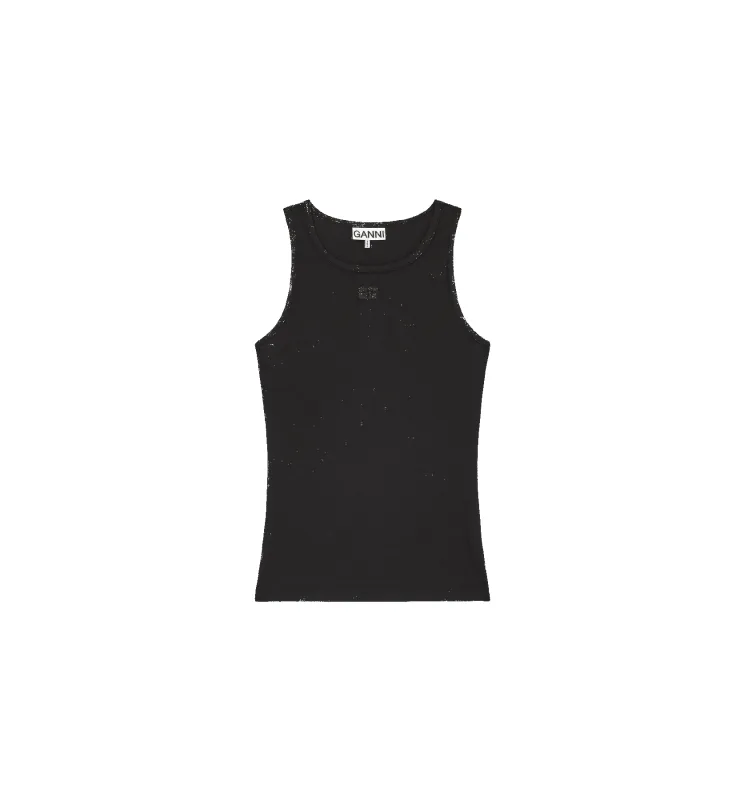 GANNI Compact Pointelle Rib Jersey Tank Top made by Ganni