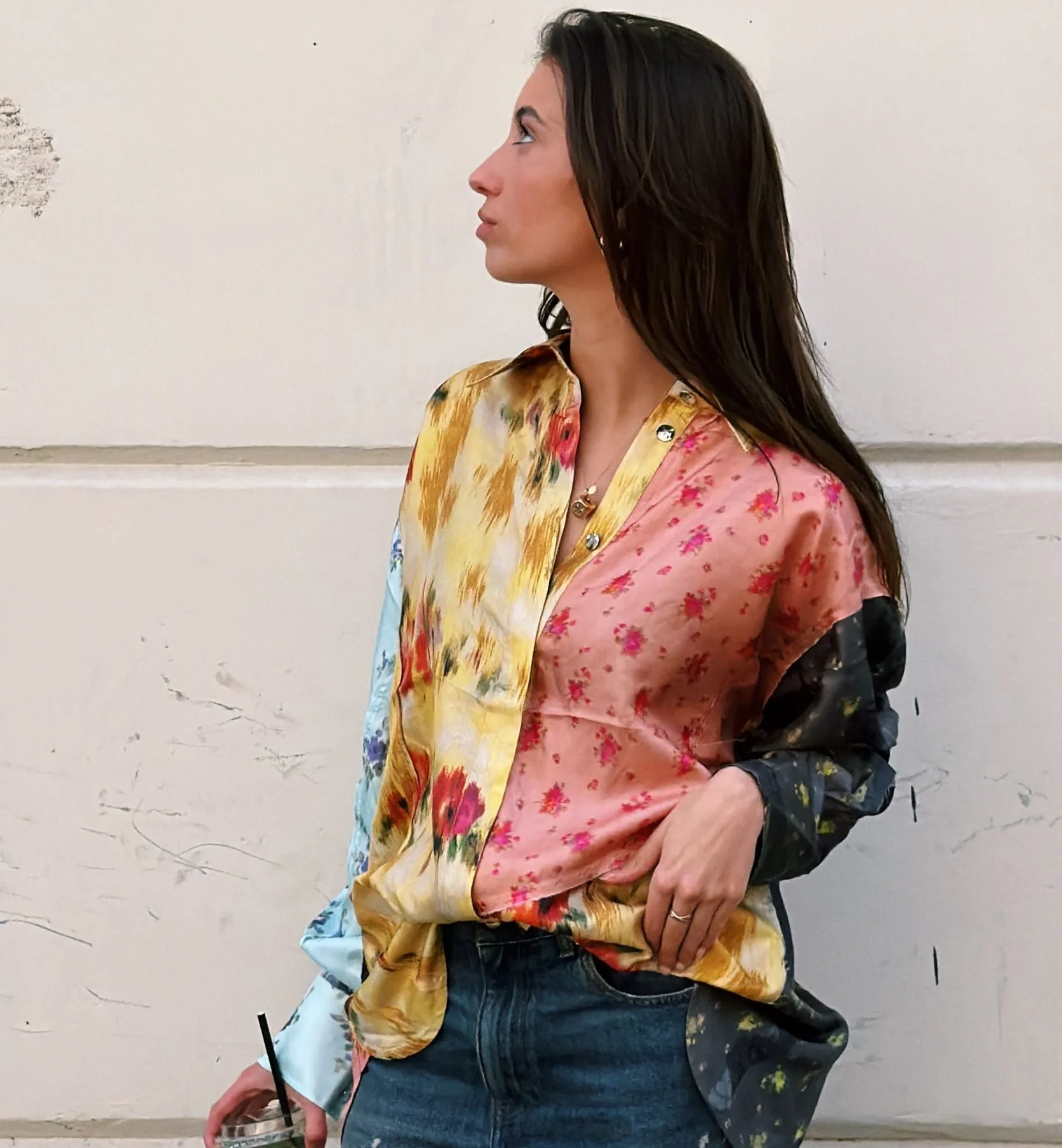 GANNI Multi Printed Silk Twill Long Sleeve Shirt sold by Anna + Nina product image thumbnail 2