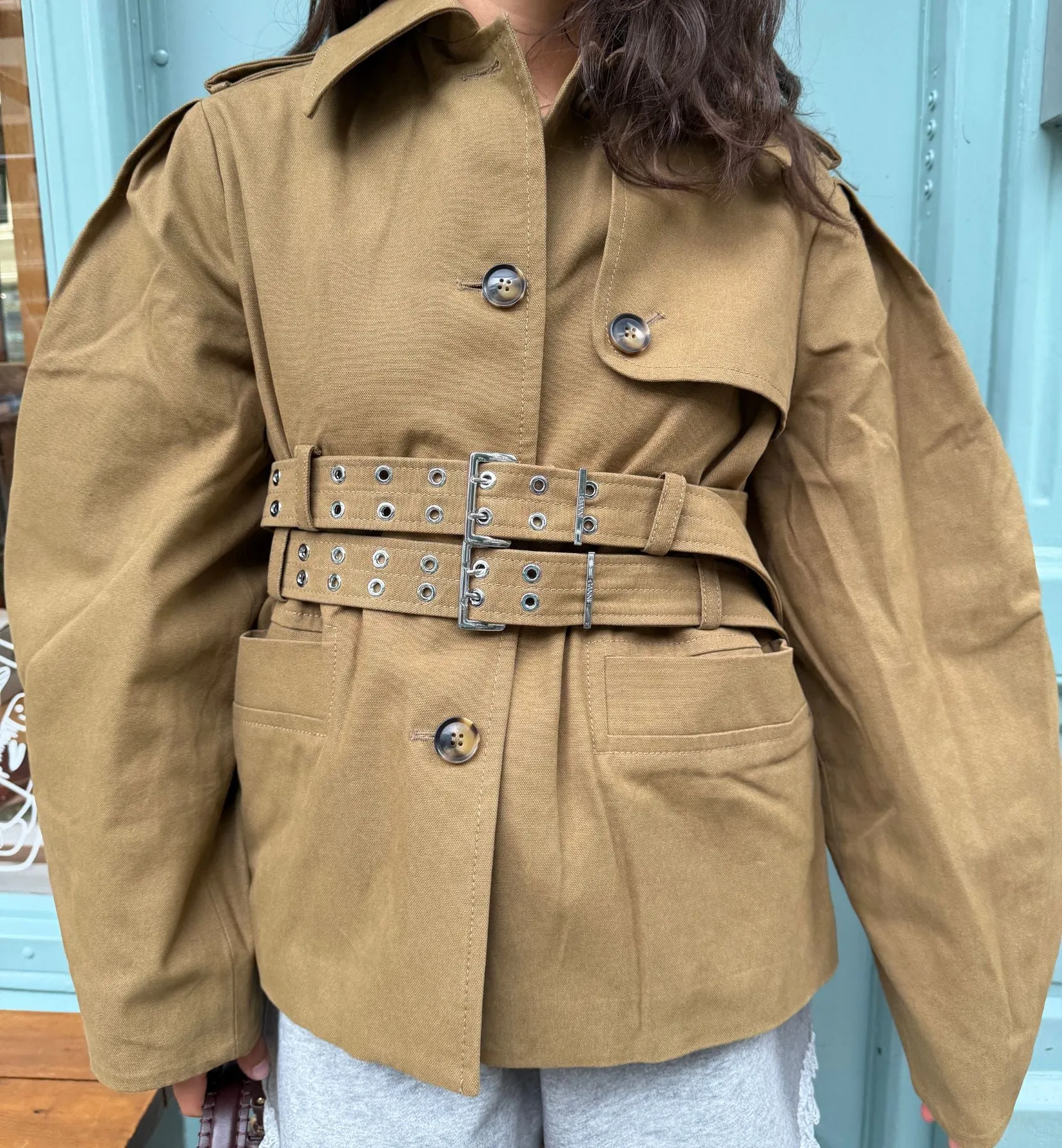 GANNI Workwear Canvas Short Peplum Jacket sold by Anna + Nina product image thumbnail 4