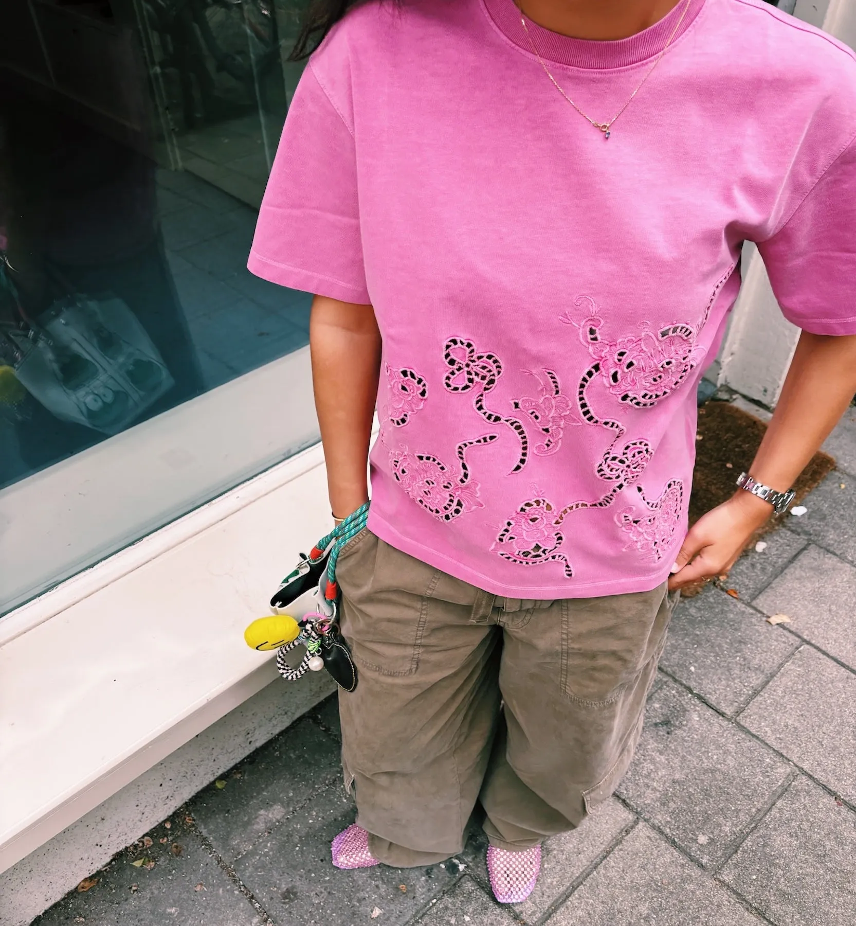 GANNI Pink Embroidery Anglais T-shirt sold by Anna + Nina product image thumbnail 2