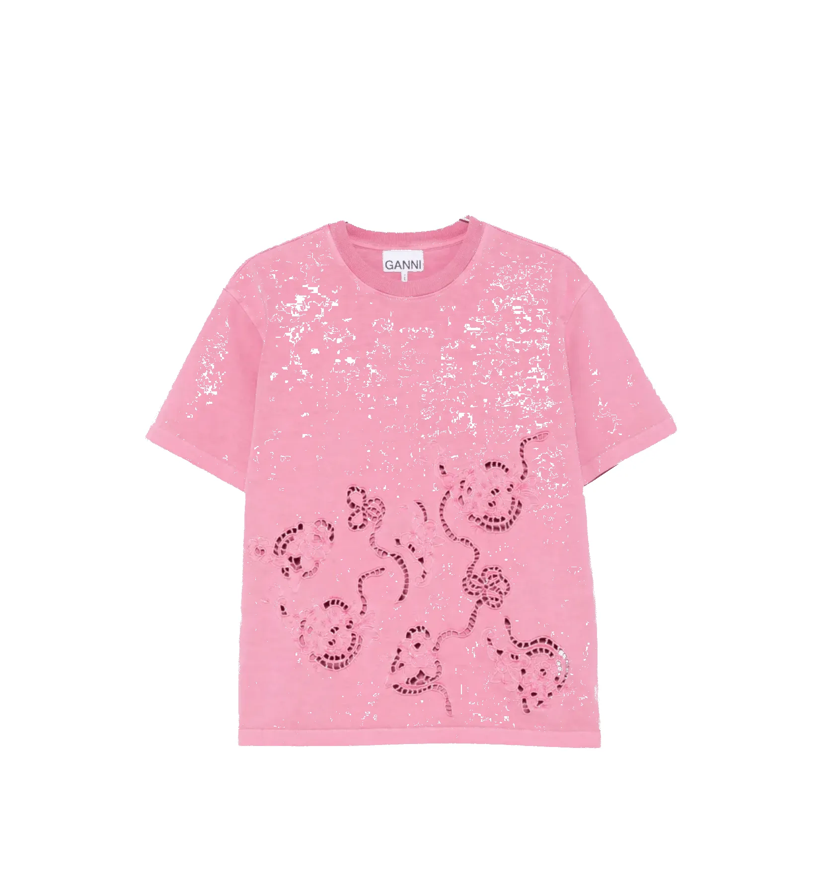 GANNI Pink Embroidery Anglais T-shirt sold by Anna + Nina