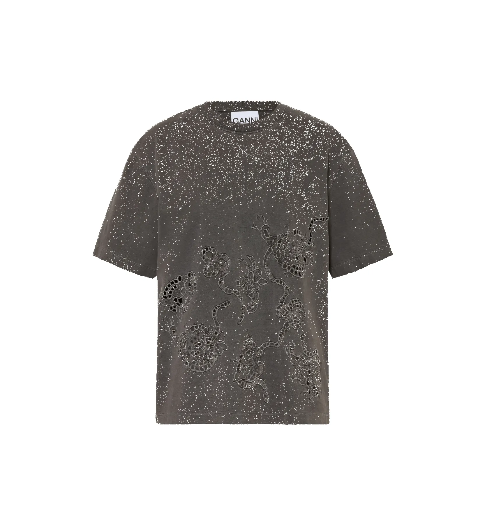 GANNI Grey Embroidery Anglais T-shirt sold by Anna + Nina