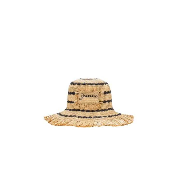 GANNI Stripe Raffia Bucket Hat made by Ganni