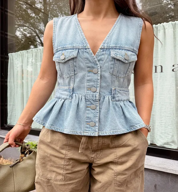 GANNI Denim Peplum Top sold by Anna + Nina product image thumbnail 2