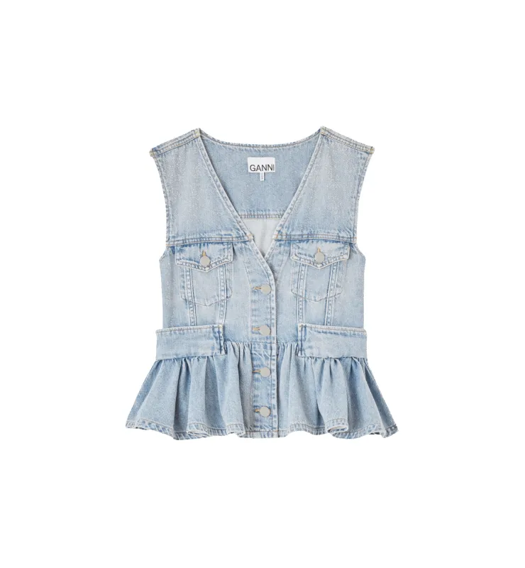 GANNI Denim Peplum Top made by Ganni