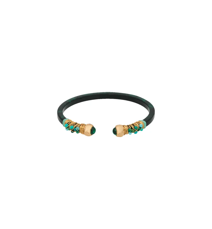 Gas Bijoux Emerald Green Sari Bracelet made by Anna + Nina