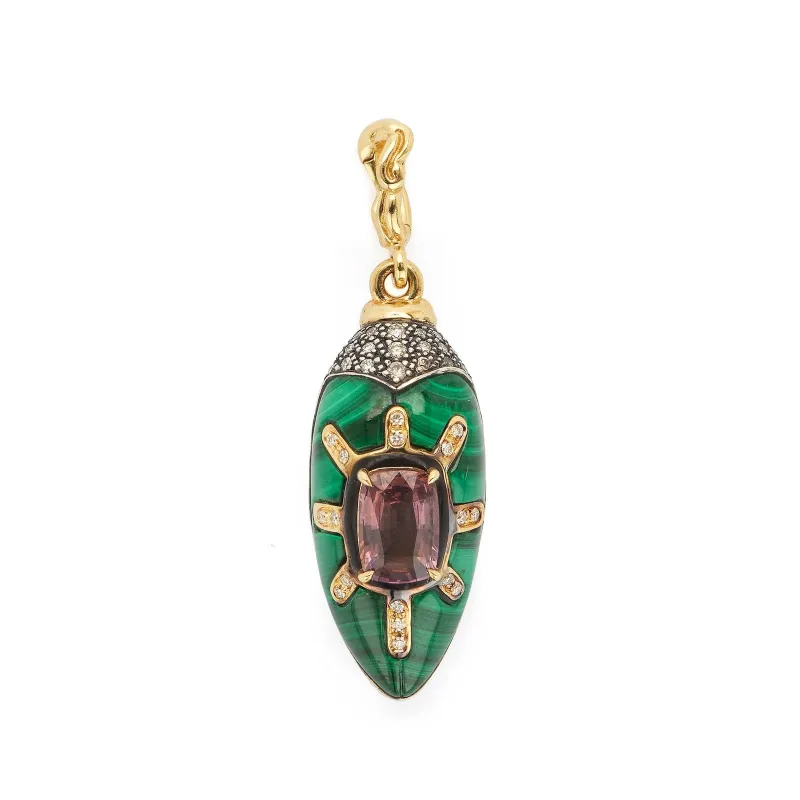 Scarab Malachite Cocktail Pendant made by Bibi van der Velden