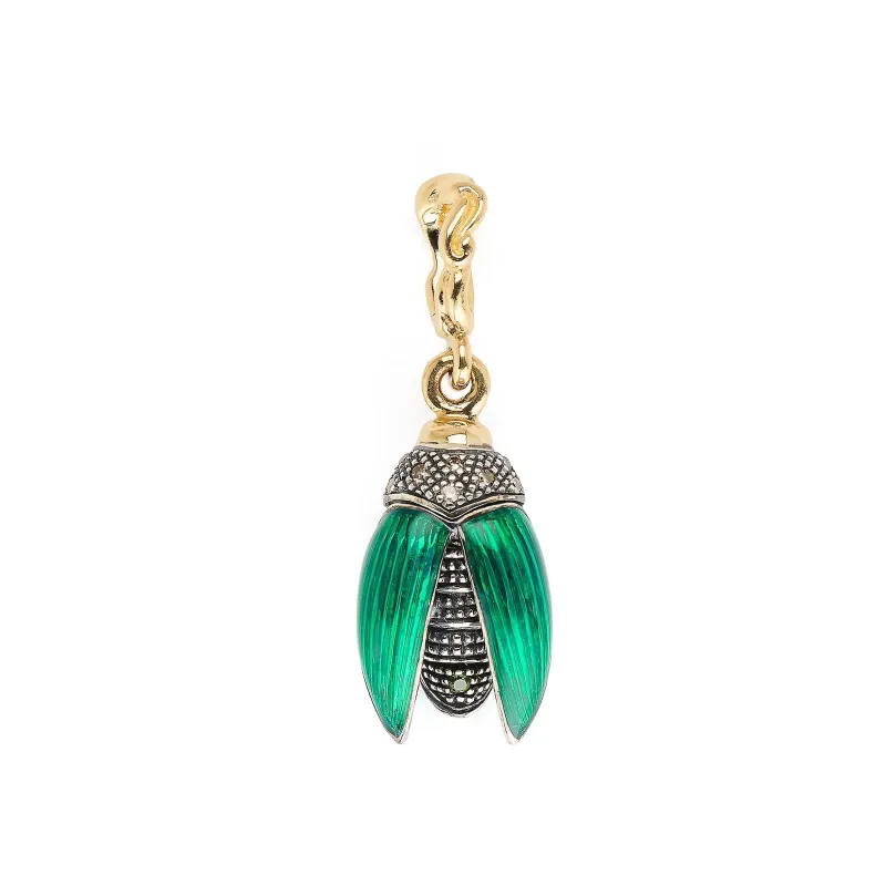 Mini Scarab Green Enamel Fly Wings Charm made by Bibi van der Velden