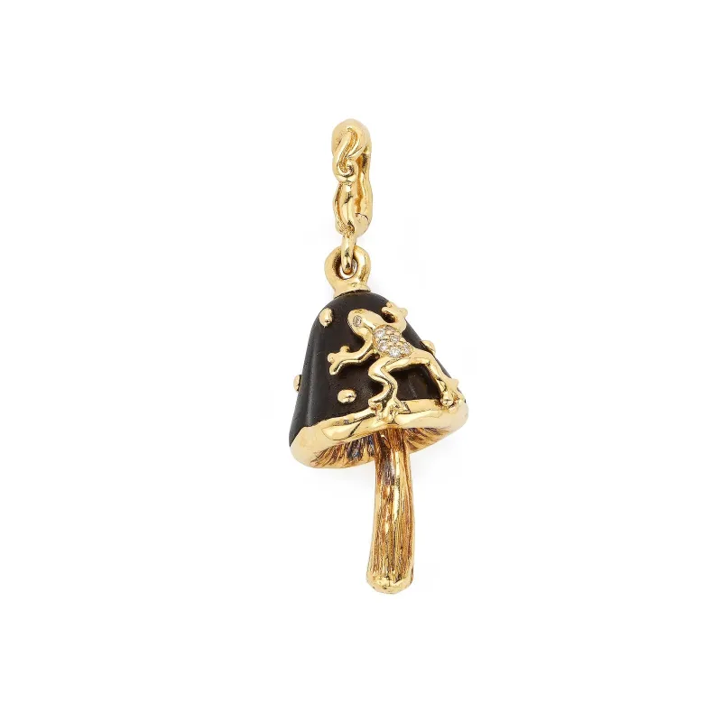 Ebony Wood Mushroom Charm made by Bibi van der Velden