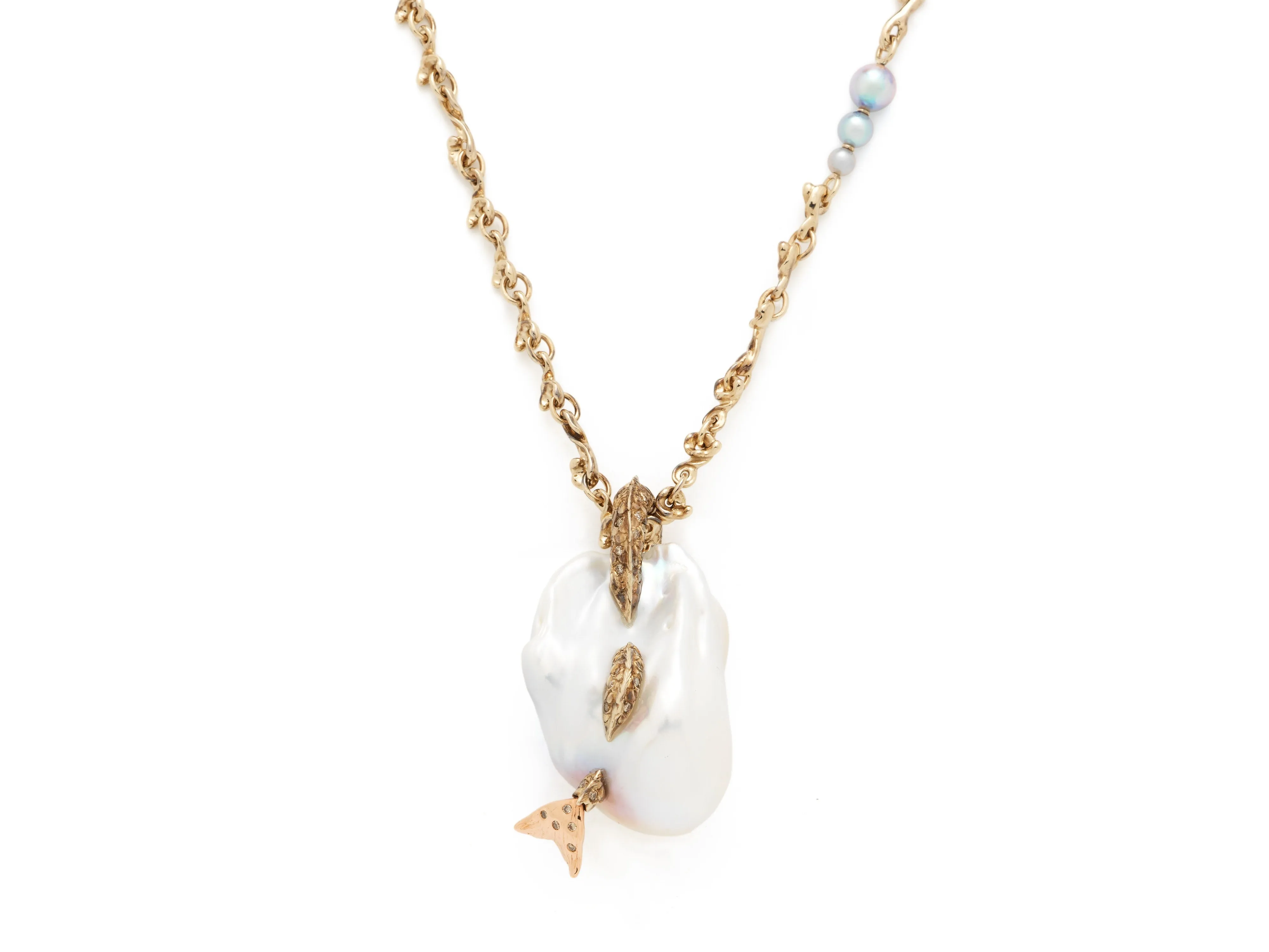 Mermaid Pearl Pendant on a Wave Chain sold by Bibi van der Velden product image thumbnail 4