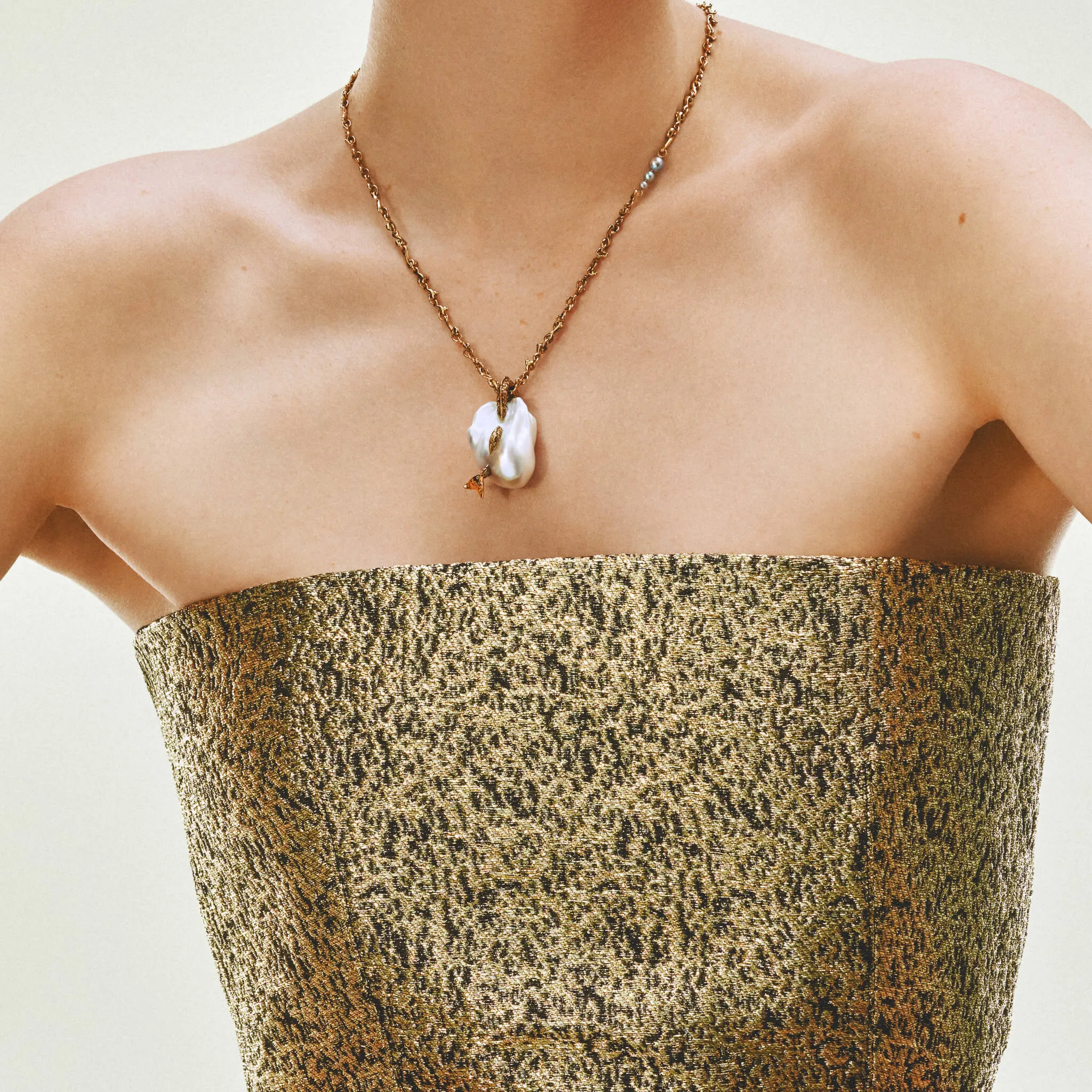 Mermaid Pearl Pendant on a Wave Chain sold by Bibi van der Velden product image thumbnail 2