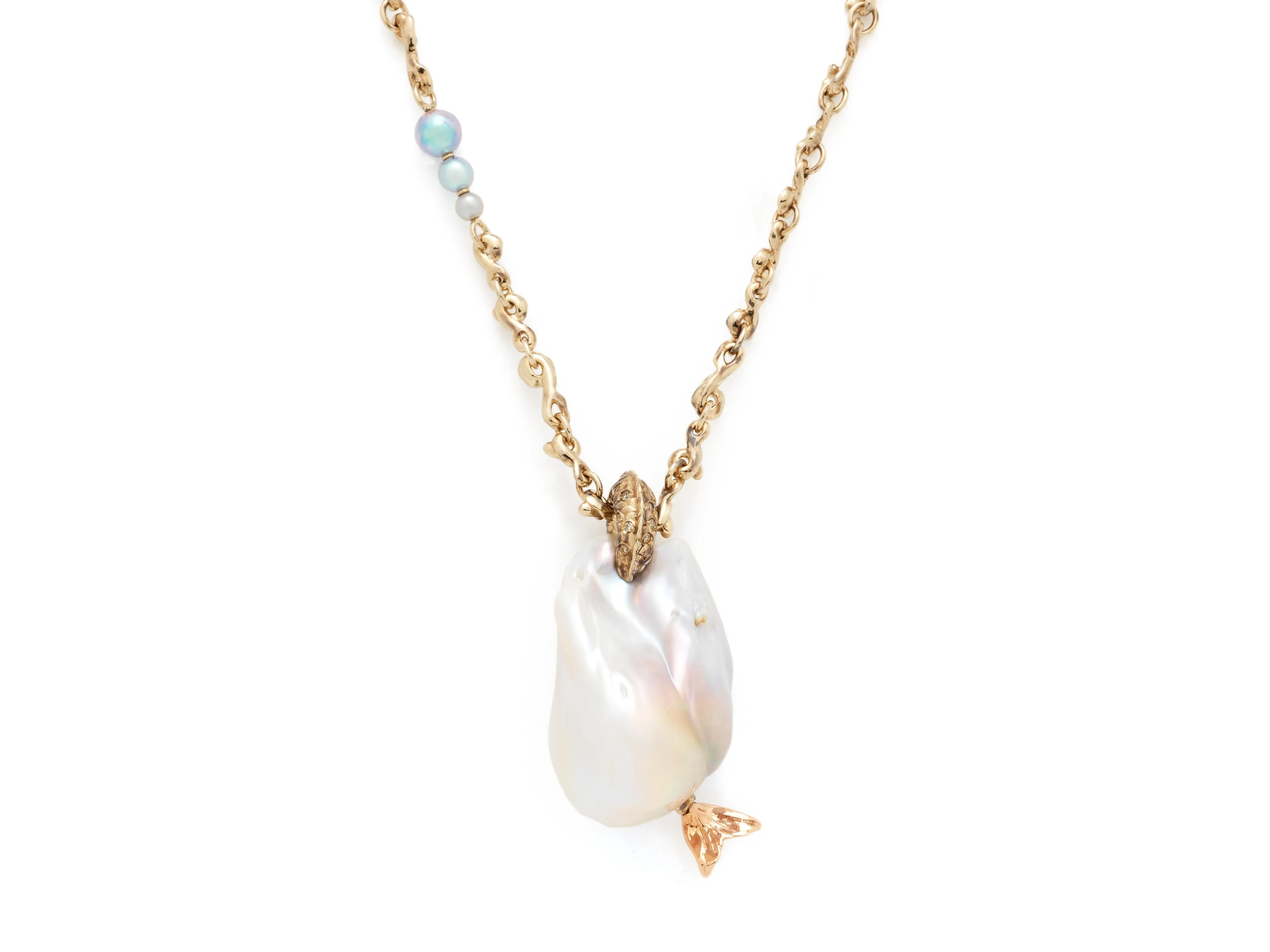Mermaid Pearl Pendant on a Wave Chain sold by Bibi van der Velden product image thumbnail 3