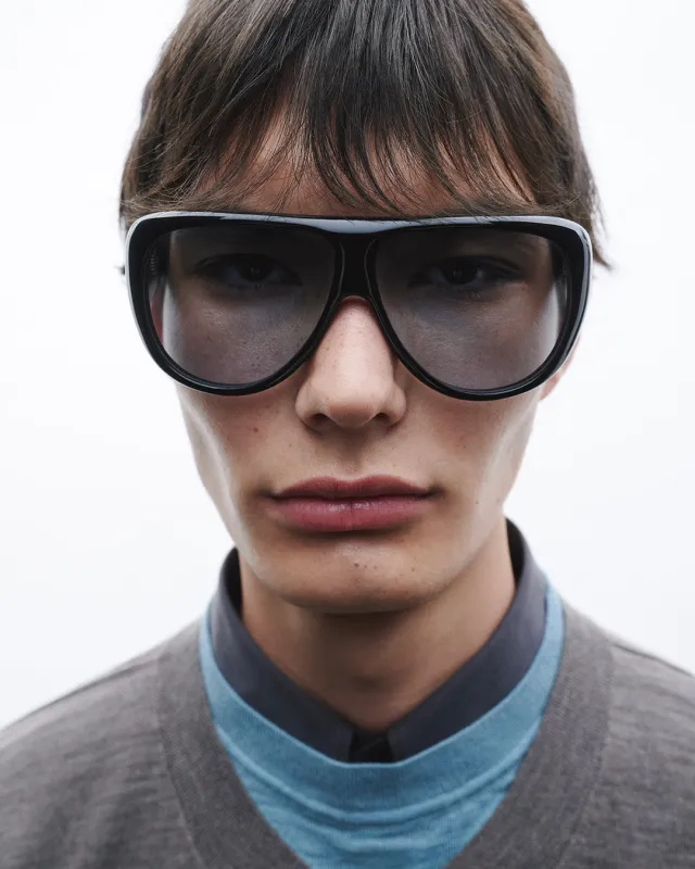 Gambia | Black Acetate | Rif Blue Lens made by Port Tanger