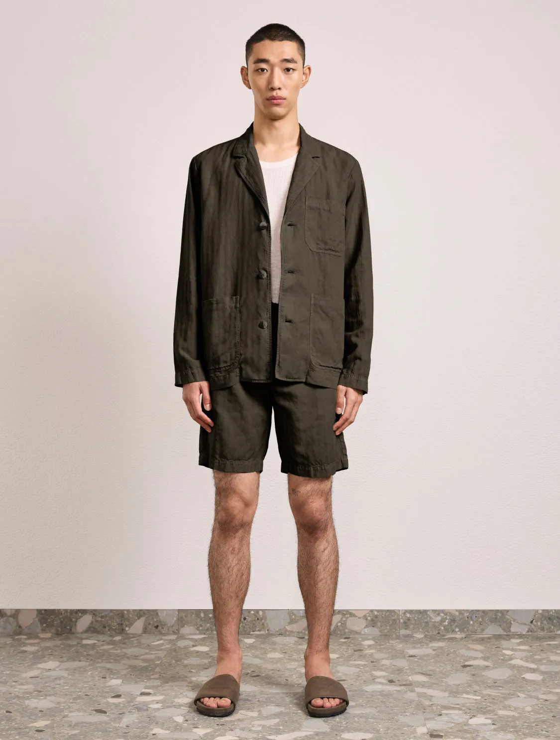 FELIPE HERRINGBONE LINEN SHORTS sold by Fescobol Carioca product image thumbnail 2