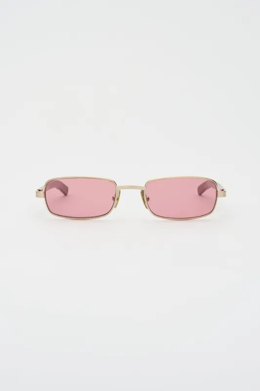 STING Brushed Light Gold / Solid Bordeaux / Dust Pink Lens made by FLATLIST EYEWEAR