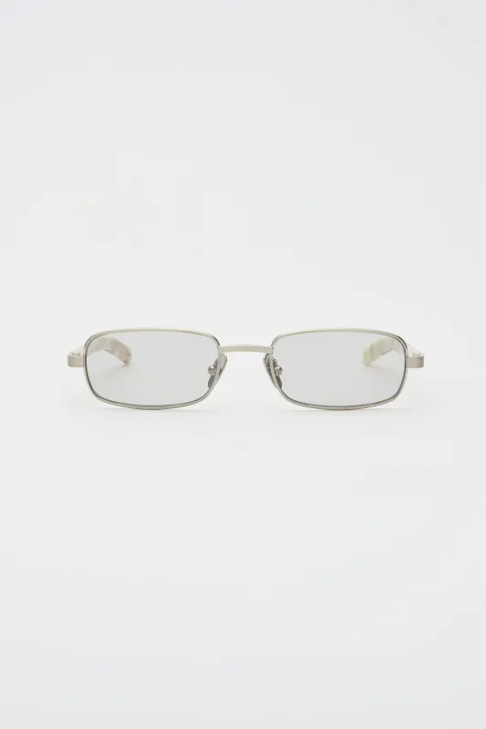 STING Brushed Silver / Carrara Fantasy / Light Grey Lens made by FLATLIST EYEWEAR