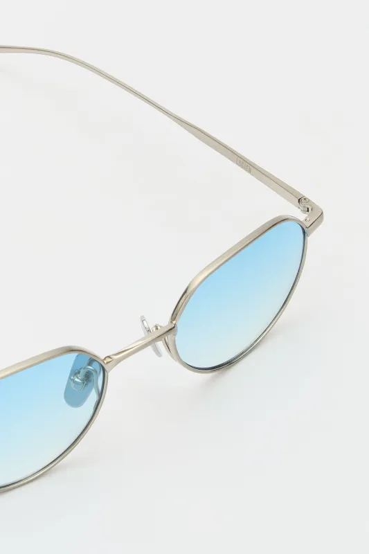LUCIEN Brushed Silver / Light Blue Lens made by FLATLIST EYEWEAR