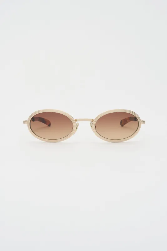 RENO Brushed Light Gold / Classic Havana / Brown Gradient Lens made by FLATLIST EYEWEAR