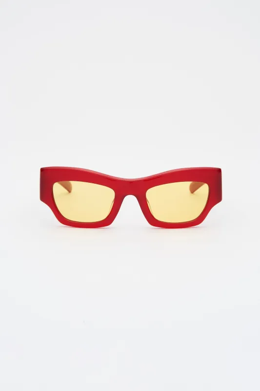 SHADE 03 Milky Red / Solid Yellow Lens made by FLATLIST EYEWEAR