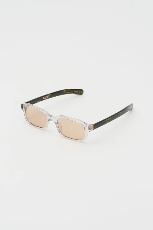 HANKY Clear Crystal / Olive Horn / Peach Lens made by FLATLIST EYEWEAR