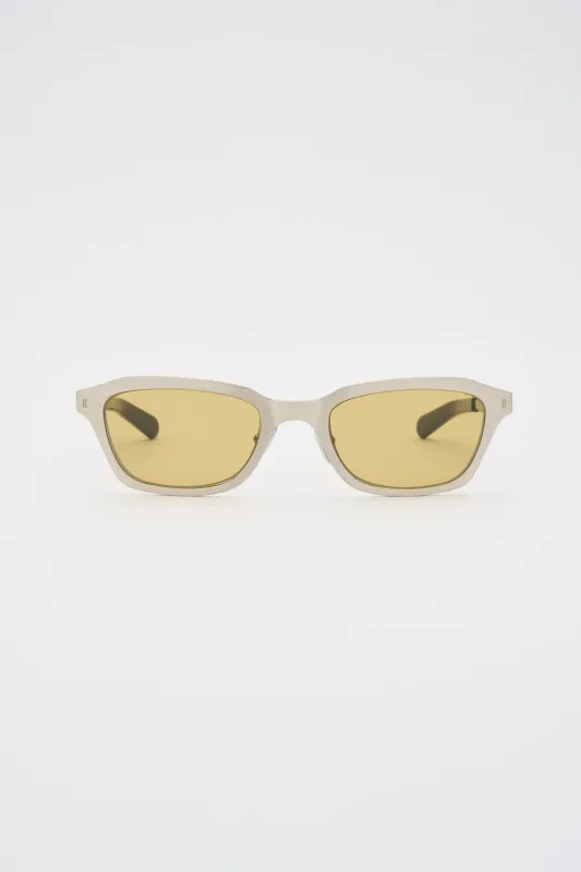 CLINT / TITANIUM Brushed Silver Solid Black / Smoked Olive Lens made by FLATLIST EYEWEAR